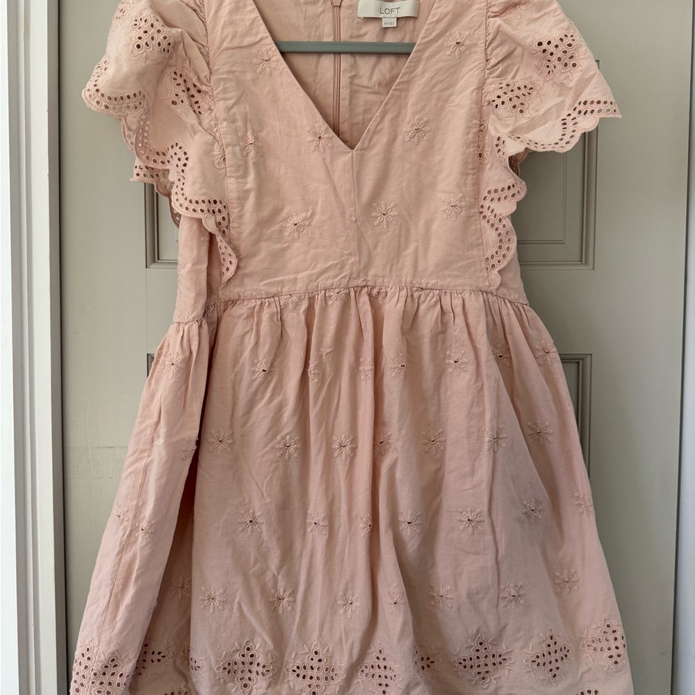 LOFT Pink Eyelet Dress